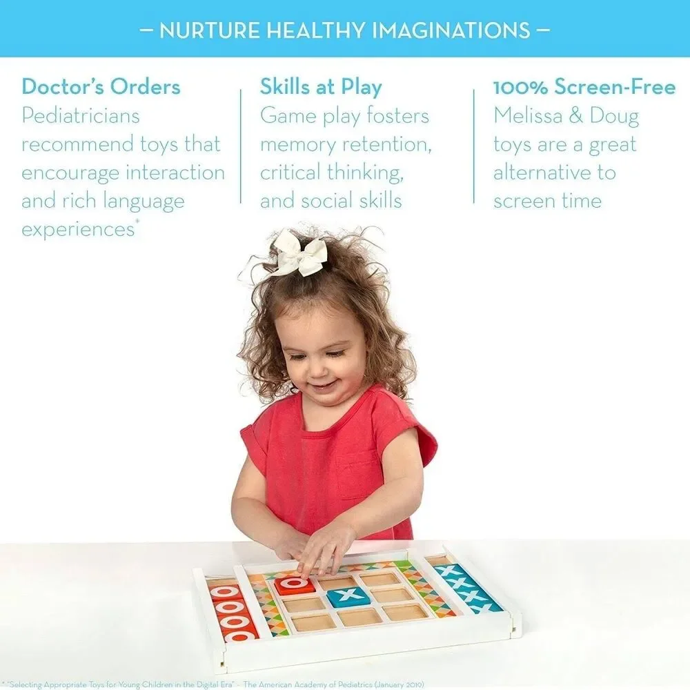 MELISSA & DOUG Wooden Tic Tac Toe Toddler Learning Board Game Montessori Play